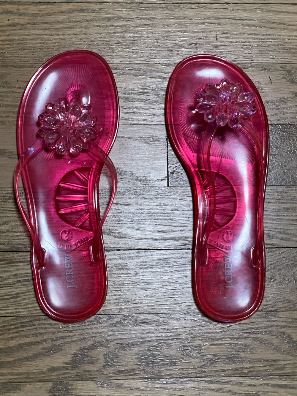 J. Crew Translucent Pink Jelly Blossom Thong Sandals - Sz 7